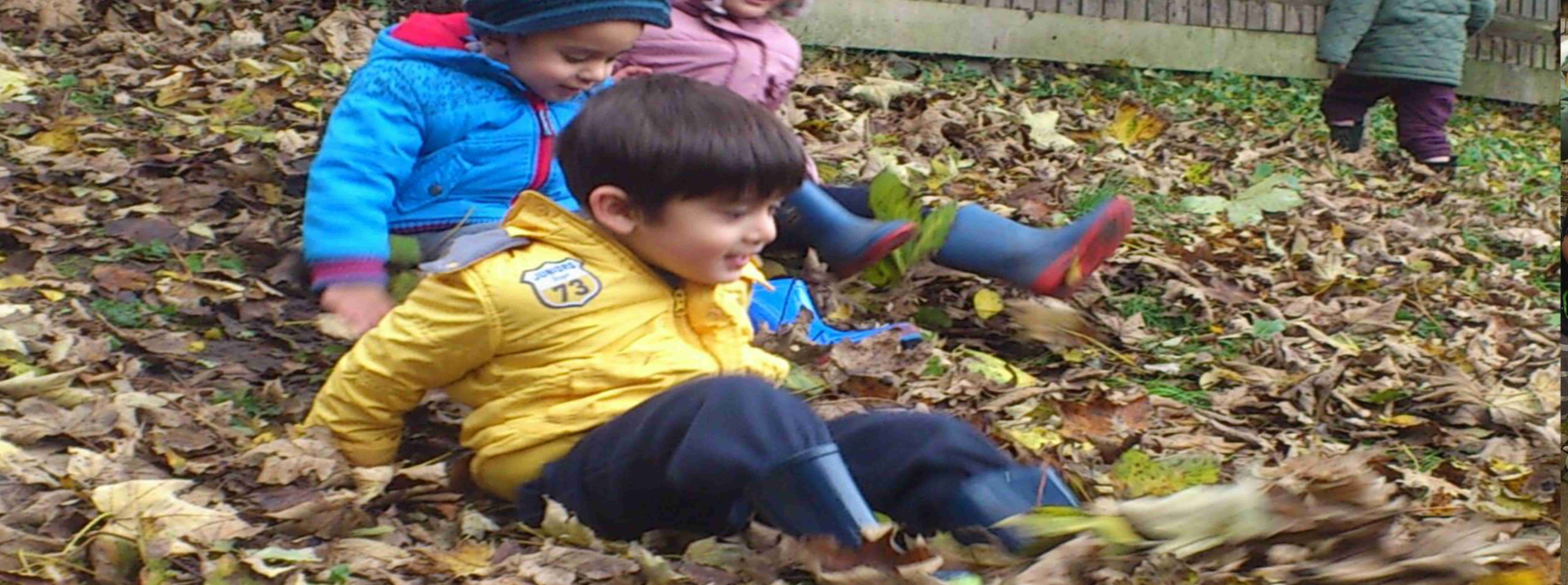 Playing in leaves
